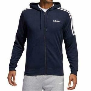 adidas Men’s French Terry Full Zip Sweatshirt, Navy Blue